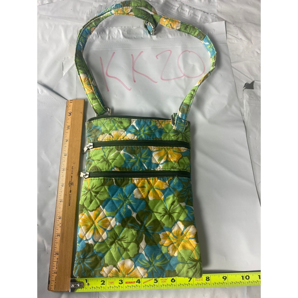 Floral Quilted Crossbody Bag Green Blue Yellow Tropical Shoulder Purse